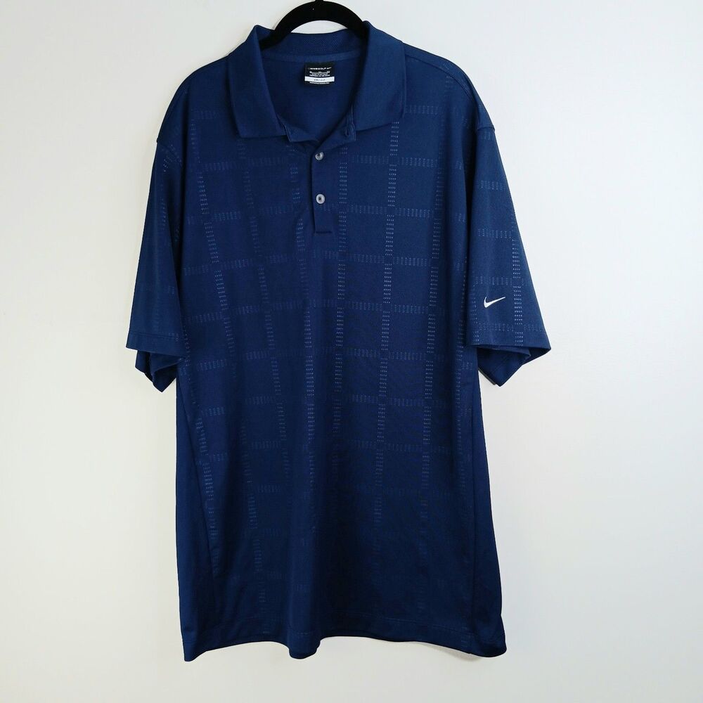 Nike Dri-Fit Men's Polo Shirt Performance Golf Short Sleeve Blue Size XL
